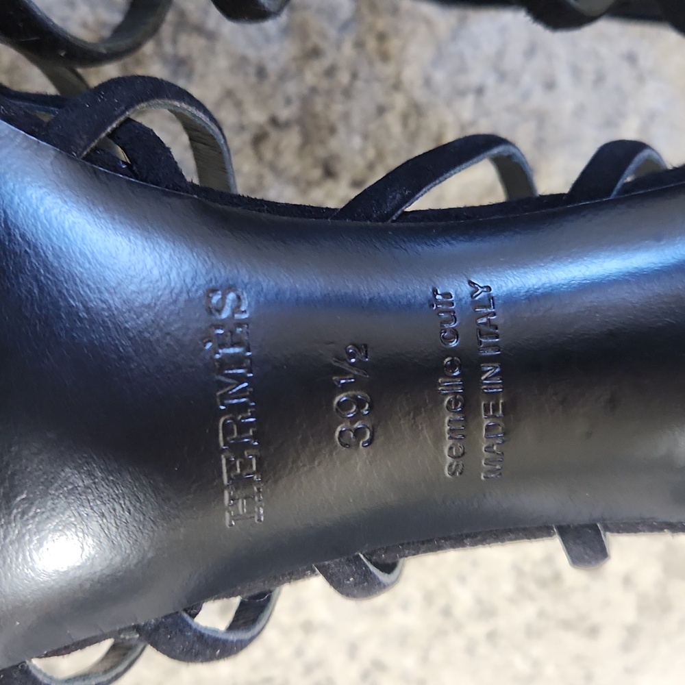 Hermès Moon Sandal Strappy Suede Heel Size 39 1/2 Authentic - Picture 8 of 16